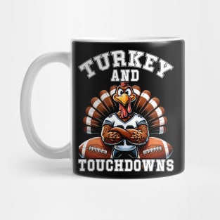 Thanksgiving Turkey And Touchdowns Football Men Kids Women Mug